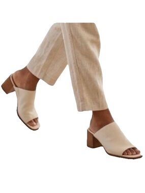 Joie Olympia Slide Heeled Sandals Mules Women’s Bone White Cream Size 7.5